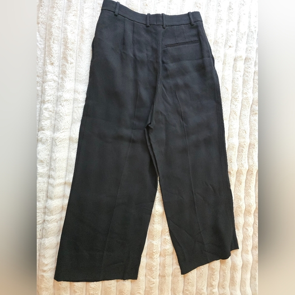 ST. JOHN Black Pleated Wide Leg Ankle Pants Trousers Size 6 Nwt - Picture 6 of 9